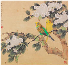 喻继高 鹦栖图 镜心60×63cm