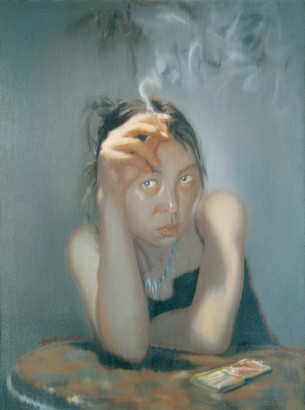 尹朝阳 2002年作 吸烟的女孩