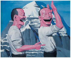 岳敏君 2004年作 举起手，不许动140×170cm