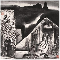 谷文达 1980年作 风景 水墨 纸本67X67cm