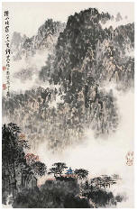 钱松喦 约1980年 锺山晴霭 立轴67×44cm