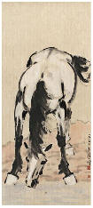 徐悲鸿 1950年 饮马图 镜心106×47cm