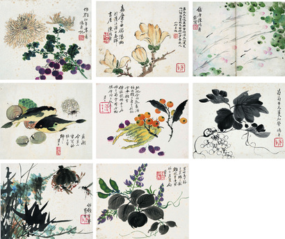 陈鸿寿 1817年作 花果、水族 册页