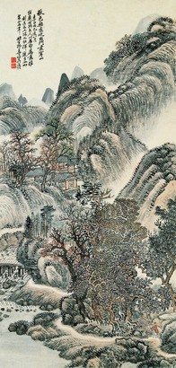 姜筠 己亥（1899年）作 秋山幽居 立轴