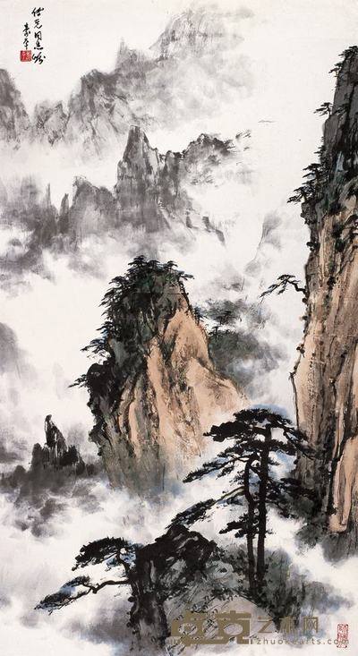 董寿平  黄山 镜心 114×62cm