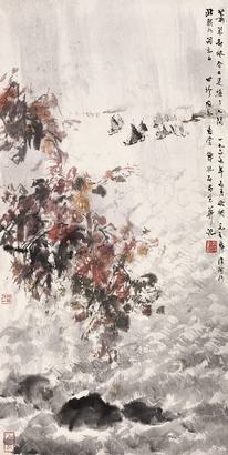傅抱石 1965年作 毛泽东《浪淘沙·北戴河》词意 立轴