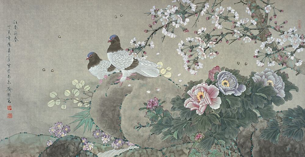 喻继高 2007年作 江南丽春 镜心69.5×136cm