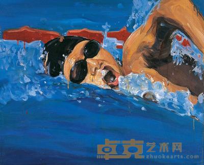 何汶玦 1997年作 中流击水 81×100cm