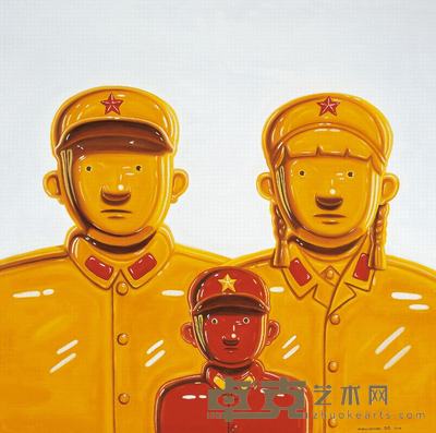 沈敬东 2007年作 三口之家 160×160cm