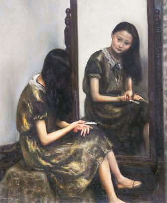 杨飞云 1986年作 少女与老镜子