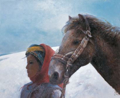 毛以岗 1992年作 少女与马