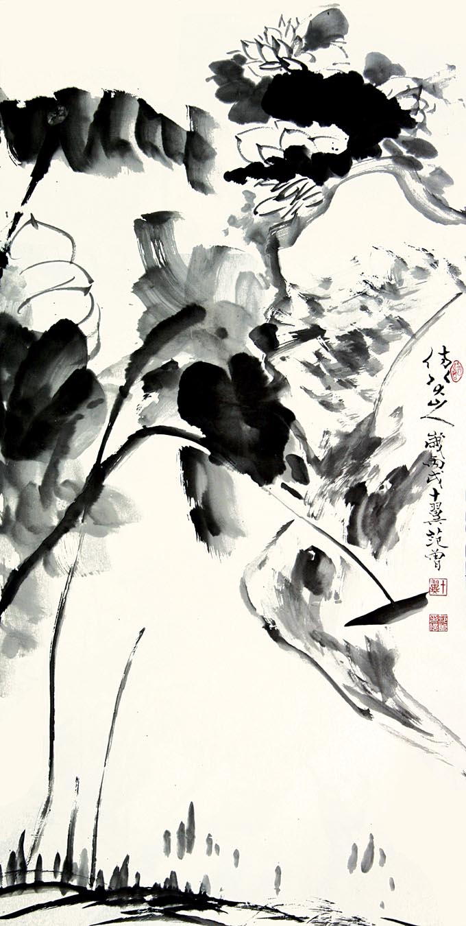范曾  荷花138×70cm