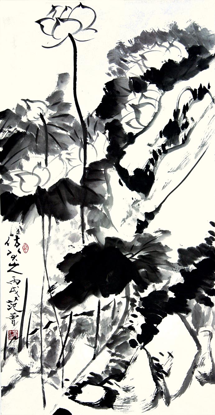 范曾  荷花138×70cm