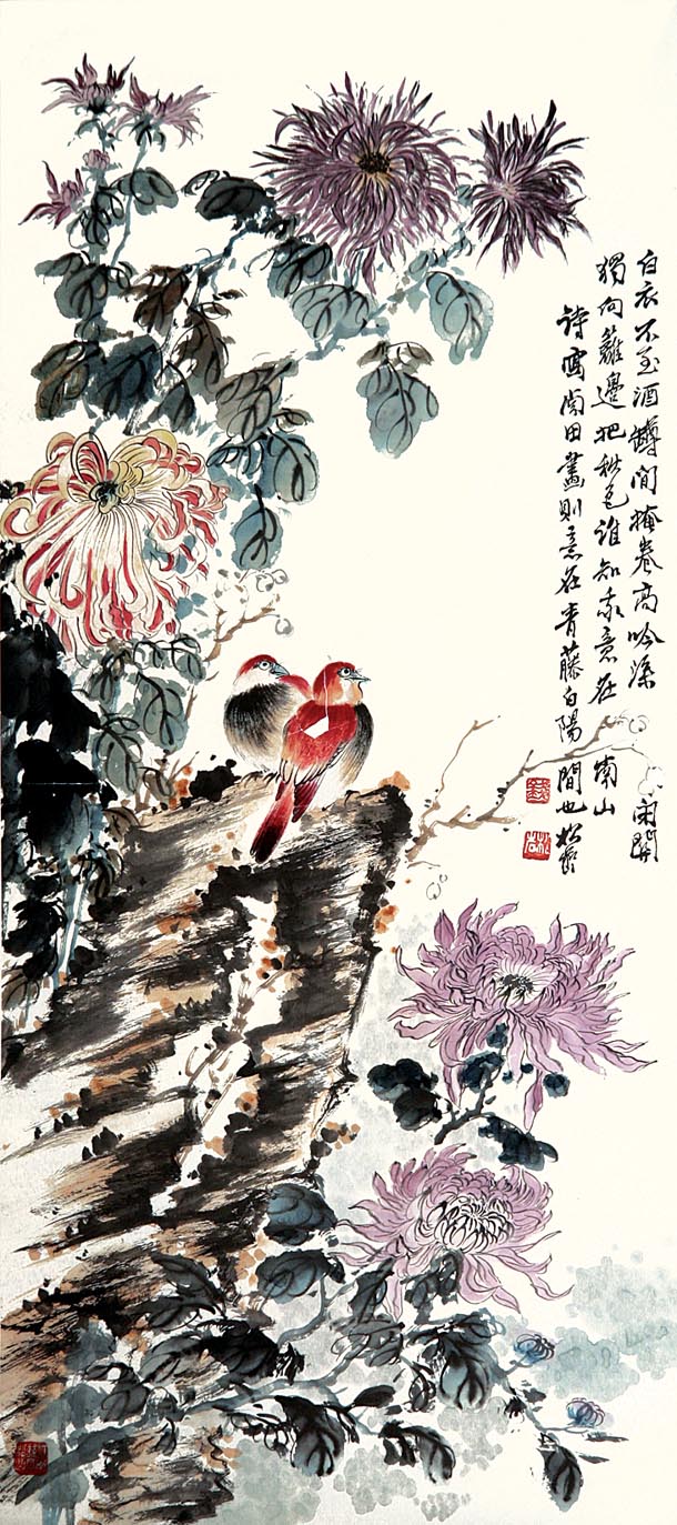 钱松喦  花鸟91×41cm