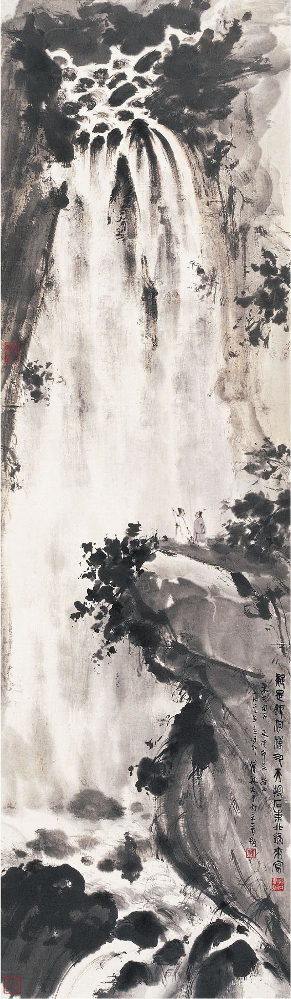 觀瀑圖&#8195;鏡片132×38.5cm