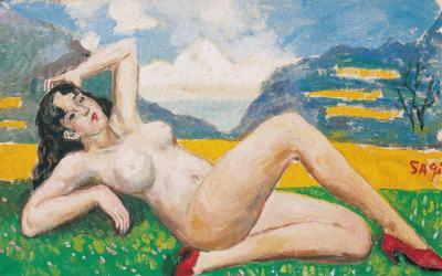 沙耆 草地上的裸女