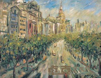 林达川 上海街景 49×63.5cm