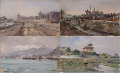 1894年的香港 上海 北京（四幅） 13×21cm×4