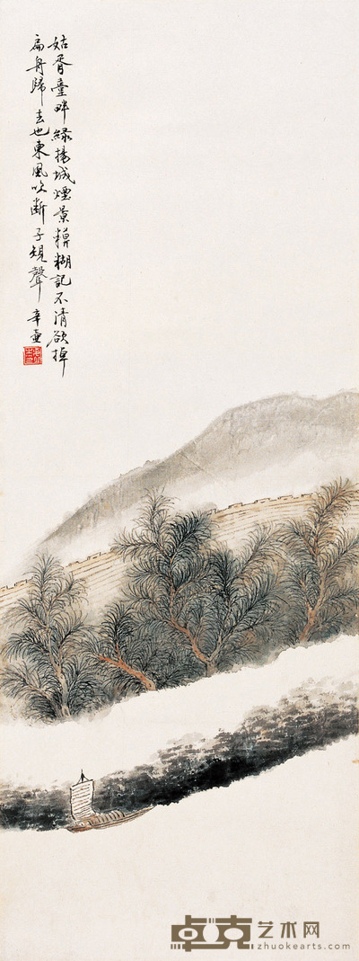 绿杨城忆写 立轴 64×24cm