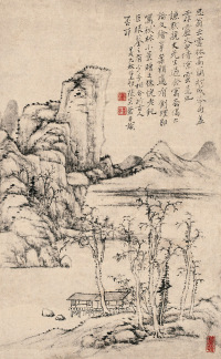 1754年作 拟云林山水 镜片