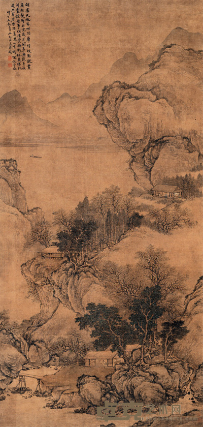 1727年作 林泉卧游 立轴 133×63cm