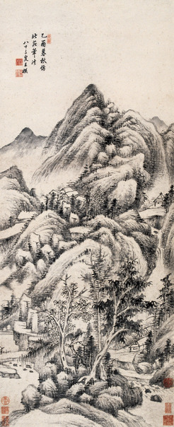 1705年作 拟董北苑山水 立轴