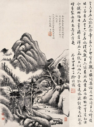 1783年作 临董思翁山水 立轴