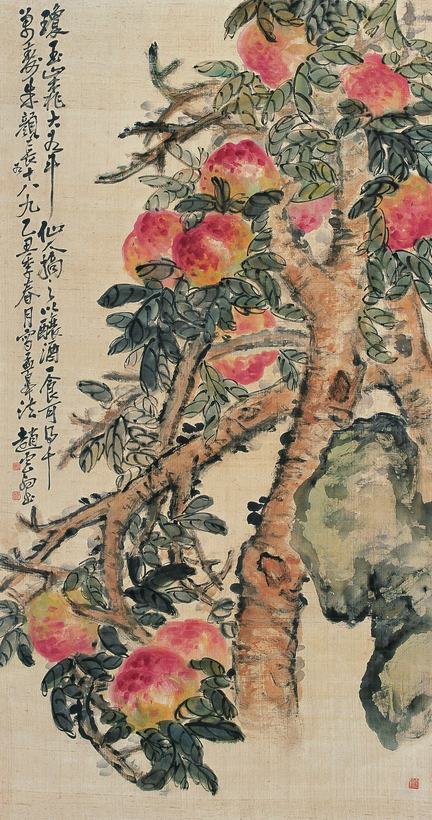 赵云壑 乙丑（1925年）作 琼玉山桃 立轴