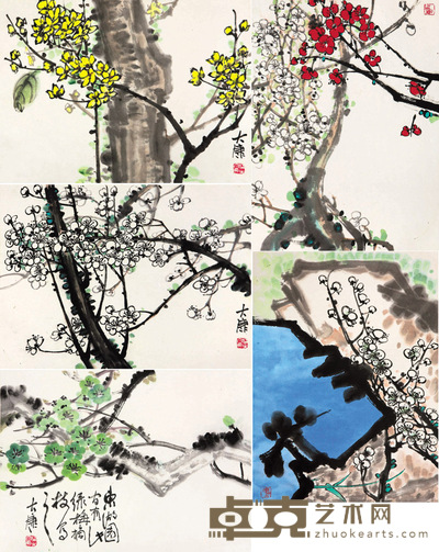 大康 早期花卉册页 5开 34cm×45cm×5