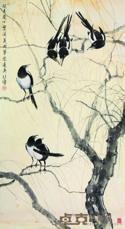 徐悲鸿 六喜图 101cm×54cm