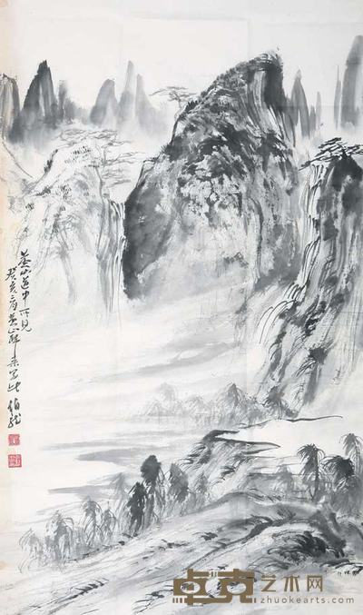 黑伯龙  黄山道中所见 120cm×67cm