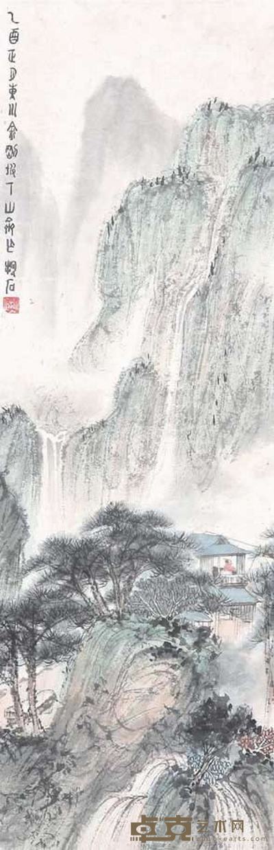 傅抱石  山水 92cm×28cm