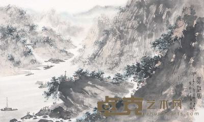 傅抱石  蜀江图 80cm×27cm
