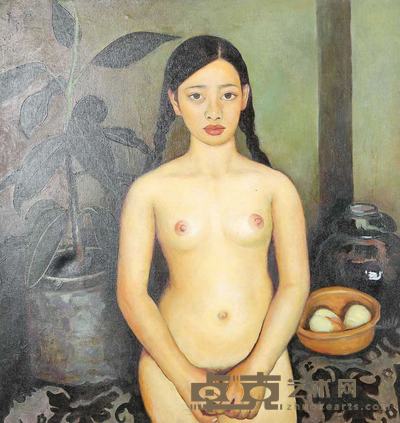 杨飞云  静物前的少女 70cm×65cm