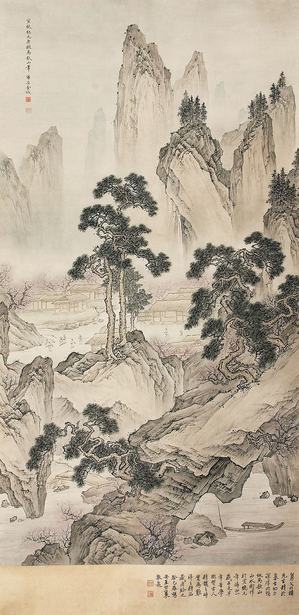 金城 山水 立轴