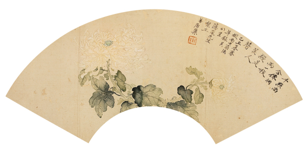 居巢 乙丑（1865）年作 秋菊图 扇面