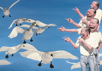 岳敏君 2003年作 Big Swans200×280cm