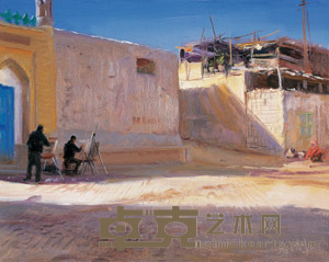 冷军 2007年作 喀什高台民居 40×50cm