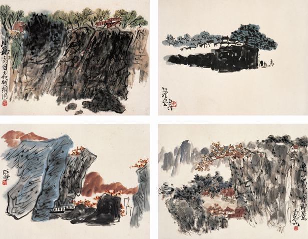 陈子庄  山水小景四件