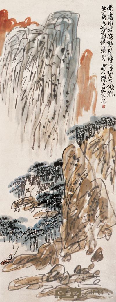 陈子庄  山水 135.5×52 cm.约6.3平尺