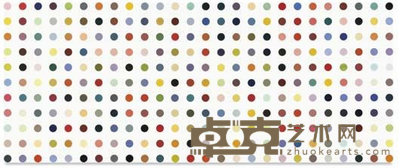 DAMIEN HIRST   3-(5-CHLORO-2-HYDROXPHENYLAZO)-4, 5-DIHYDROXY-2, 7-NAPHTHALENEDISULFONIC ACID, 1998 213.4 x 518 cm