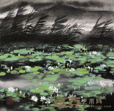 林风眠 荷塘 35×35cm