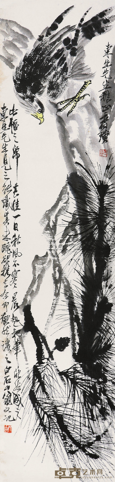 齐白石  松鹰图 129×31cm