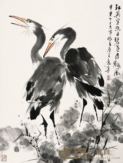 康宁  荷塘双鹭 88×67cm