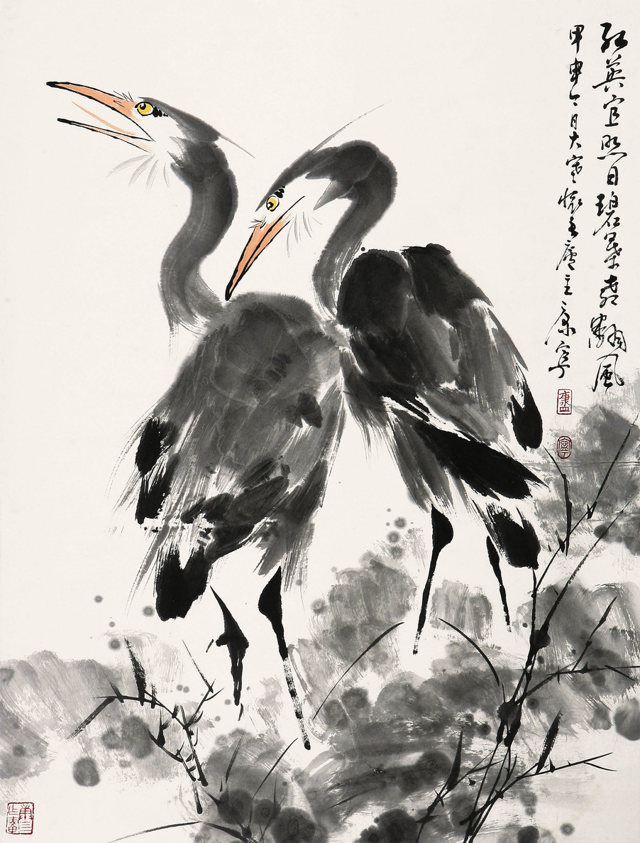 康宁  荷塘双鹭