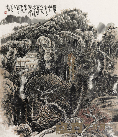 黄秋园  秋山红树 69×58cm
