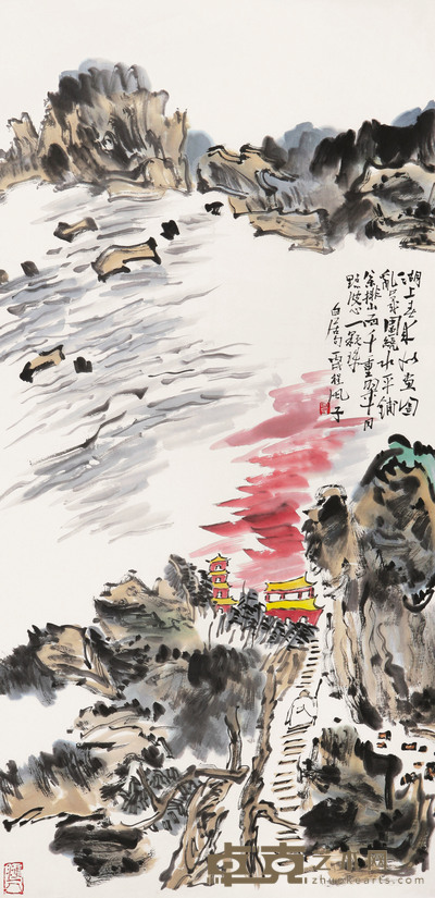 程凤子  湖上春如画 68×136cm