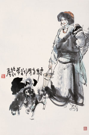 史国良 1987年作 藏女 立轴