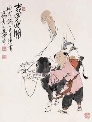 范曾 1987年作 老子出关 镜心67.5×51cm