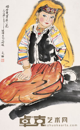 刘文西 1990年作 塔合曼草原小花 镜心 84.5×51.5cm